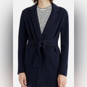 J. CREW SzS SOPHIE WRAP NOTCHED COLLAR BELTED SWEATER BLAZER NAVY